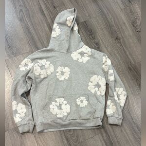 Stylish Gray Hoodie with Floral Accents